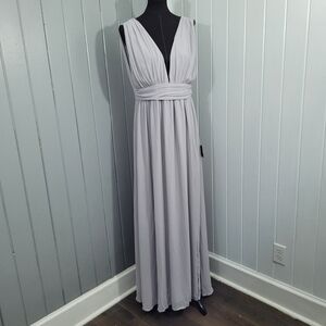 Lulu's Heavenly Hues Women's XL Light Grey Maxi Dress Bridesmaid Party Prom